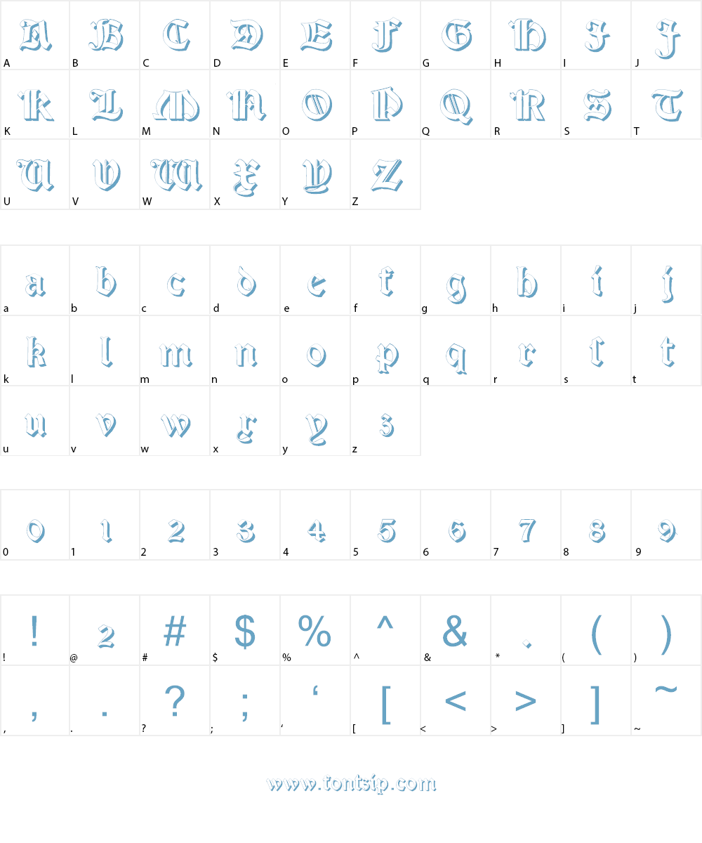 Salterio Three Font Character